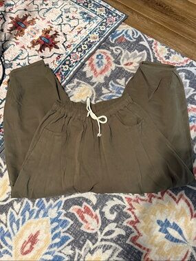 Olive Drawstring Casual Pants